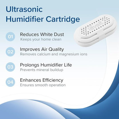 LEVOIT 3-Pack Humidifier Demineralization Cartridge, Compatible with All LEVOIT Top Fill Humidifiers, Calcium and Magnesium Ion Softening, Ultrasonic Welding Design, APP Reminder, White