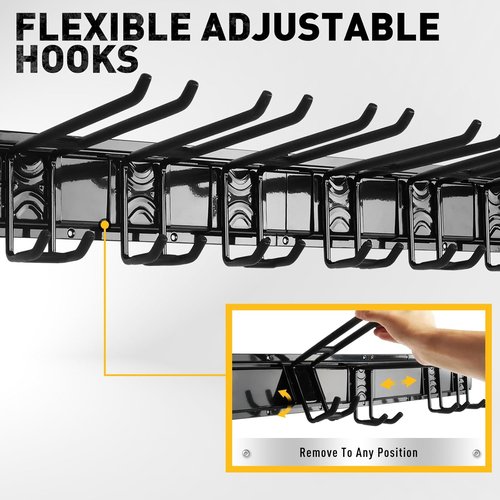 ELEAD Heavy Duty Garage Tool Organizer - 18-Pairs Wall Mount Hooks | 96 Inches, 1460 lbs Capacity for Garden & Shed