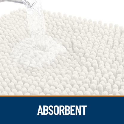 OLANLY Dog Door Mat - Absorbent Non-Slip Mud Mat for Indoor Use | 47x32, Quick Dry Chenille, Ivory
