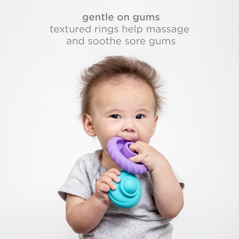 Ubbi Baby Teether Totter, Multi-Textured Food-Grade Silicone Teething Toy, 6 Piece Set, Early Development Toy