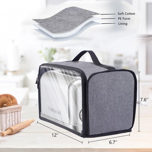 Cuisinart Toaster Cover - Dust Protection for 2-Slice Wide Slot Toasters | Zipper Closure Design