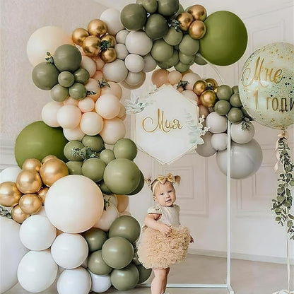 PartyWoo Sage Green Balloons - 140-Piece Latex Balloon Arch Kit for Weddings & Birthdays | Olive Boho Decor