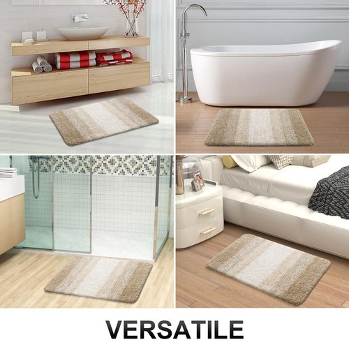 OLANLY Bathroom Runner Rugs 44x24, Extra Soft Absorbent Microfiber Bath Rugs, Rubber Backing, Quick Dry, Machine Washable Bath Mats for Bathroom Floor, Tub and Shower, Home Decor Accessories, Tan