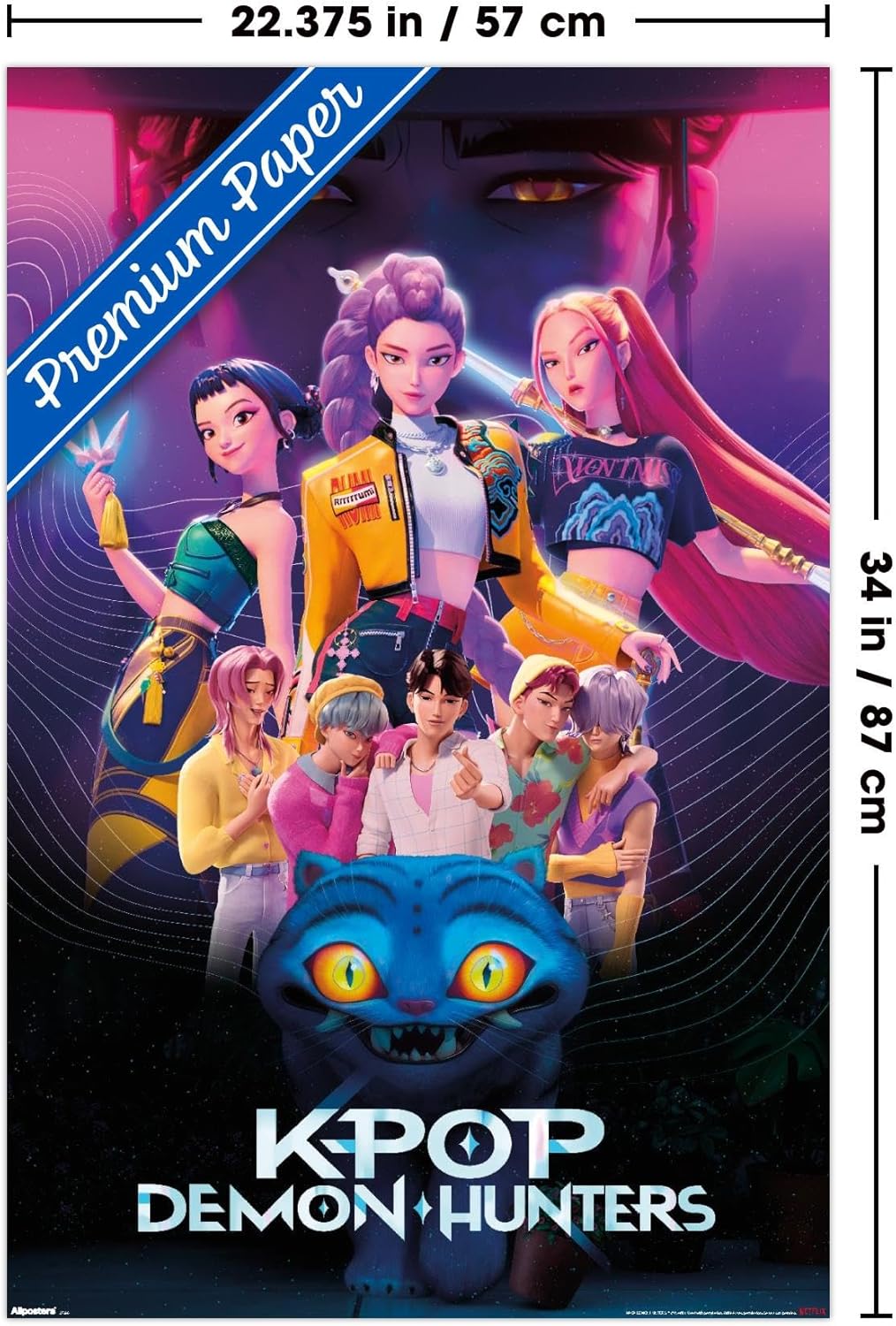 Netflix KPop Demon Hunters Wall Poster - Premium Clip Bundle, 34L x 22.4W Inches