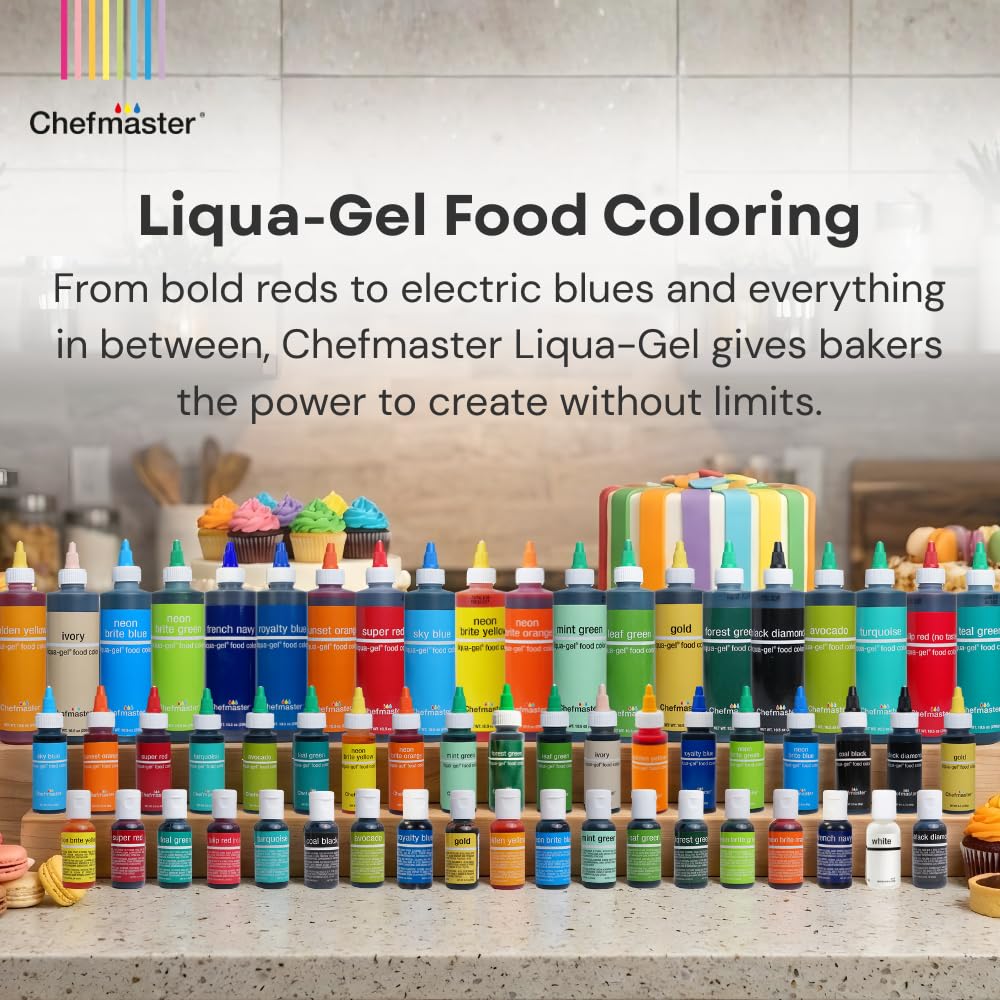 Chefmaster Lemon Yellow Liqua-Gel® Food Coloring - Vibrant, Professional-Grade Dye for Icing & Fondant | 2.3 oz