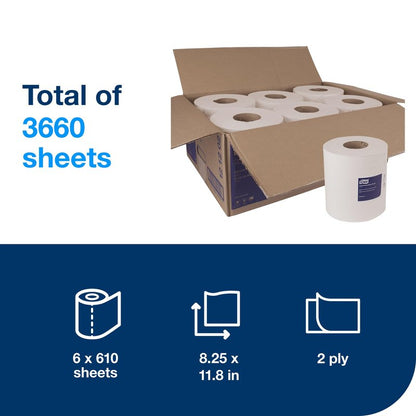 Tork Centerfeed Paper Towel White M2, High Absorbency, 6 x 610 Sheets, 121202