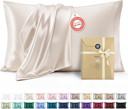 Bedsure Satin Pillowcases - Queen Size Set of 2 | Cooling Silk-Like Pillow Cases in Beige, 20x30 Inches