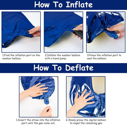 Royal Blue Number 6 Balloon - 40In Self-Inflating Foil Balloon for Boys' 6th Birthday Party