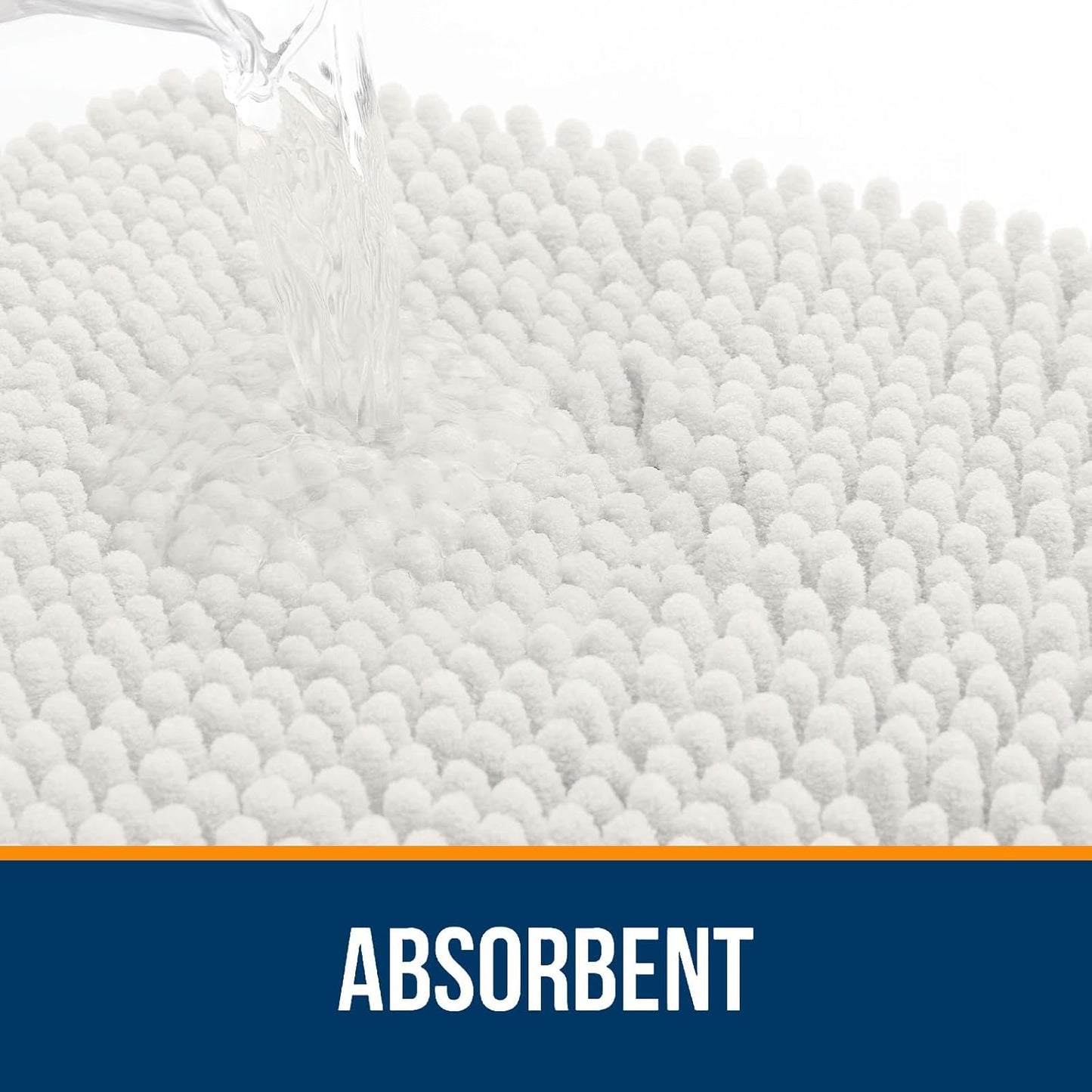 OLANLY Large Bath Rugs - Extra Soft Chenille, Quick Dry & Machine Washable | 50x30, Ivory