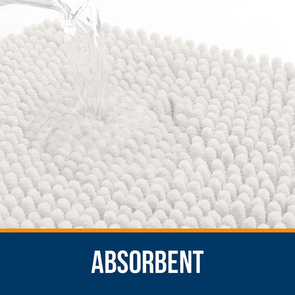 OLANLY Large Bath Rugs - Extra Soft Chenille, Quick Dry & Machine Washable | 50x30, Ivory