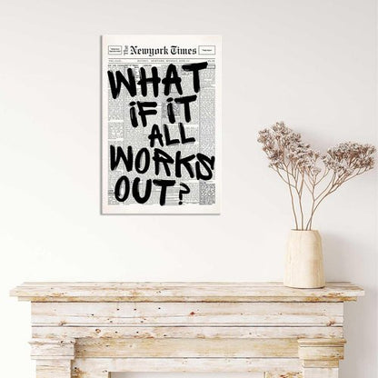 Drimiler Retro Black And White Newspaper Poster - Positive Affirming Quote Canvas Wall Art | 12x16in Framed Decor