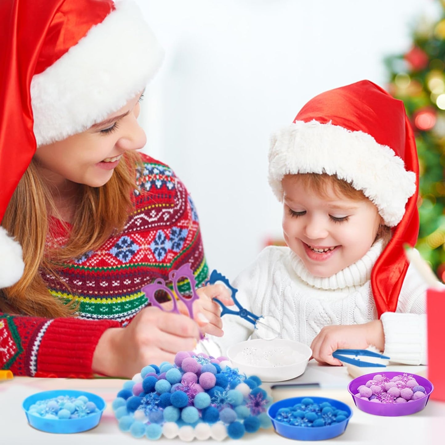 Skiennix Winter Sensory Bin Items - 208 Pcs Acrylic Snowflake Counting & Sorting Decor
