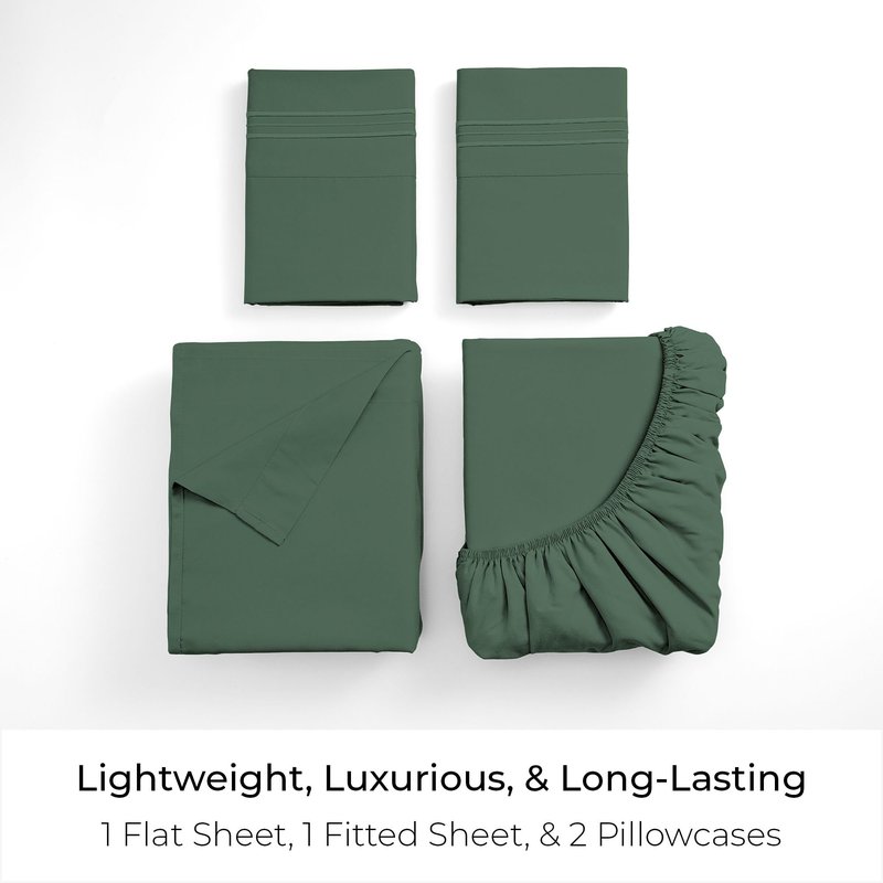 Mellanni King Sheets Set - 4 PC Iconic Collection Bedding - Hotel Luxury, Extra Soft, Cooling Bed Sheets - Wrinkle, Fade, Stain Resistant (King, Emerald Green)