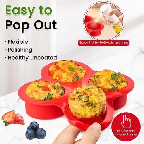 JOERSH Air Fryer Egg Mold - 2-Pack Non-Stick Silicone Baking Pan for Egg Bites, Muffins & More