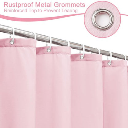 AooHome Extra Long 72x78 inch Shower Liner, Fabric Solid Color Shower Curtain Liner with Hooks, Weighted Hem, Water Repellent, Pink