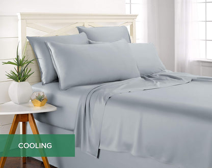 Pure Bamboo Twin Sheets - Luxuriously Soft 100% Organic Viscose Bed Sheet Set | Cooling & Durable (Twin, Sterling Blue)