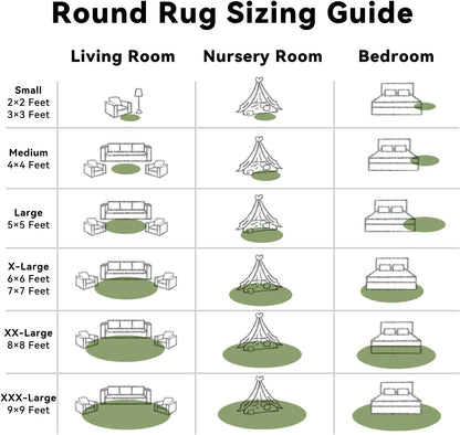 OLANLY Green Round Area Rug - Soft, Fluffy, Machine Washable 4 ft Circle Carpet for Bedroom & Living Room Decor