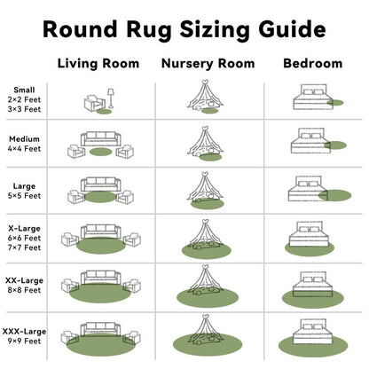 OLANLY Green Round Rugs for Bedroom - Machine Washable, 2 ft Circle Area Rugs for Living Room, Soft and Fluffy Shaggy Carpet for Teen Girl and Boys, Nursery Rooms, Dorms, Home Decor Aesthetic