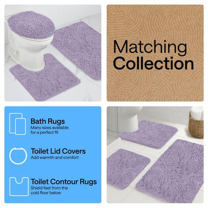 GORILLA GRIP Bath Rug Mat 36x24 Thick Soft Absorbent Chenille, Quick Dry Microfiber Mats, Rubber Backing Washable Shower Floor Rugs, Bathmat Runner Bathroom Home Decor Accessories Light Purple