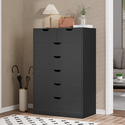 Tall 7 Drawer Dresser, Black Modern Chest of Drawers for Bedroom,Closet Dressers with Drawers for Living Room, Entryway, Hallway