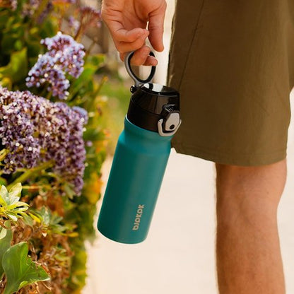 BJPKPK Stainless Steel Insulated Water Bottle - 14oz Reusable Thermal Flask with Straw Lid | Keeps Drinks Hot & Cold, Dawn