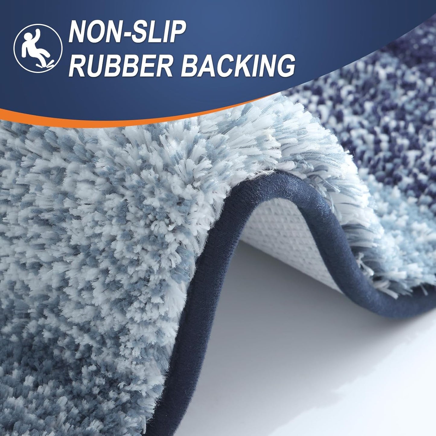 OLANLY Large Bathroom Rugs - Extra Soft Microfiber Mat 45x27 | Quick Dry, Washable, Rubber Backing, Airy Blue