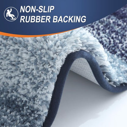 OLANLY Bathroom Rugs Mat 30x20, Extra Soft Absorbent Microfiber Bath Rugs, Rubber Backing, Quick Dry, Machine Washable Bath Mats for Bathroom Floor, Tub and Shower, Home Decor Accessories, Airy Blue