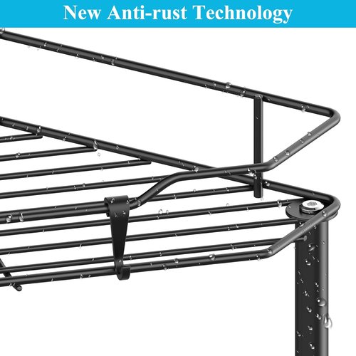 HuggieGems 5-Tier Corner Shower Caddy Organizer - Stylish Black Bathroom Shelf with Hooks