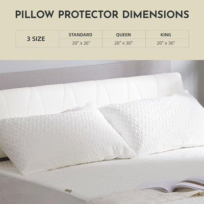 CoolShields Pillow Protector - Waterproof Zippered Covers | Hypoallergenic 2-Pack for Better Sleep