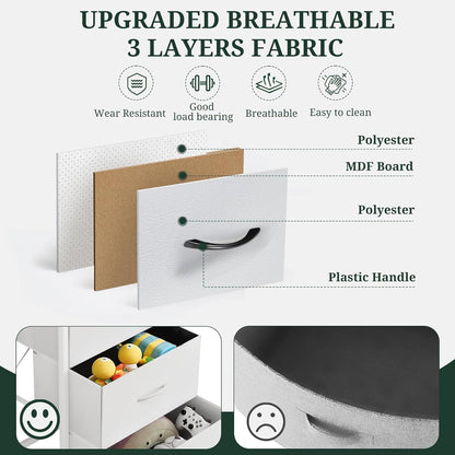 Regine Switzerland 8-Drawer Dresser - Anti-Tip Storage Organizer with Wooden Top & Metal Frame | White