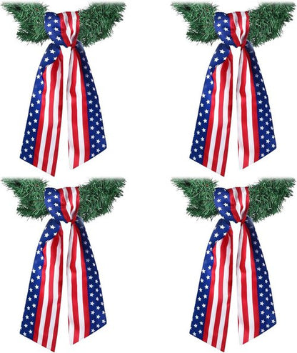 FuWeave Easter Wreath Sash Set - 4 Pcs Satin Spring Decor with Embroidered Monogram | Indoor/Outdoor Use