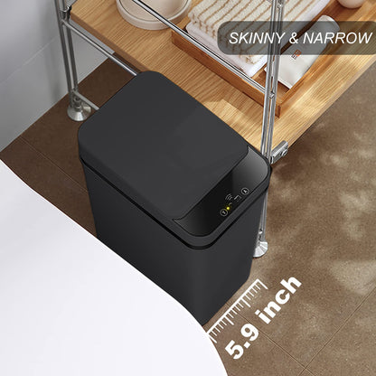 Yatmung Touchless Bathroom Trash Can - 2.5 Gallon Smart Sensor Bin - Slim Electric Design in Black