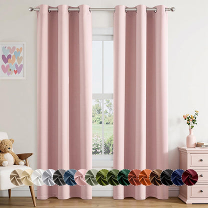 MIULEE Baby Pink Blackout Curtains - Thermal Insulated Room Darkening Drapes | 86 Inches Long, 2 Panels