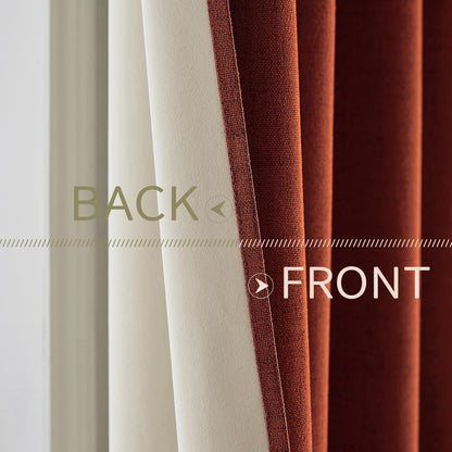 MIULEE Blackout Linen Curtains - Thermal Insulated Burnt Orange Drapes for Bedroom | 52 x 72 Inch (2 Panels)