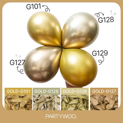 PartyWoo Metallic Gold Balloons - 85-Piece Chrome Gold Balloon Arch Kit for Birthday & Wedding Decor