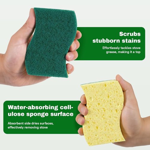 Heavy Duty Scrub Sponge - 9 Pack Tough Cleaning Tool for Grills, Stovetops & Pots