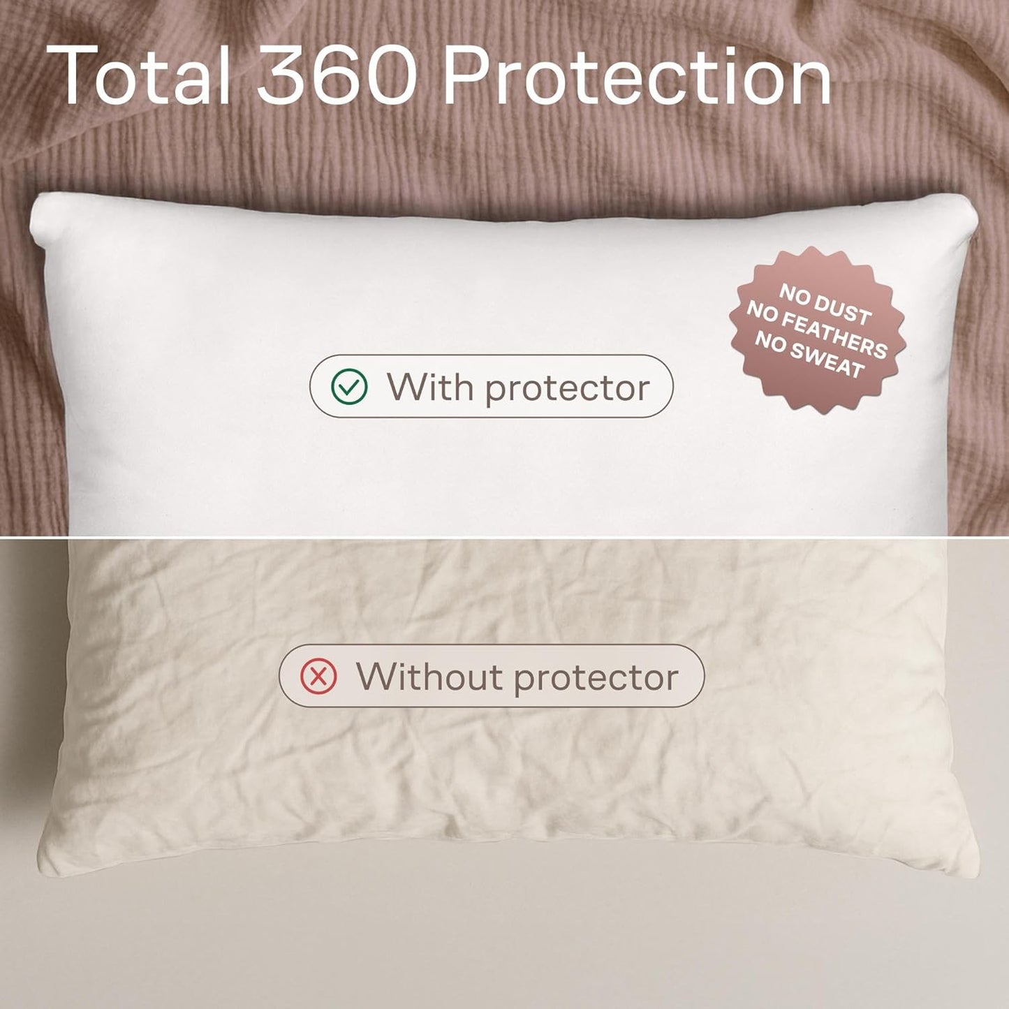 Ultra Soft Pillow Protectors by [Brand Name] | King Size Zippered Covers - Set of 4 - 100% Stain & Dust Protection
