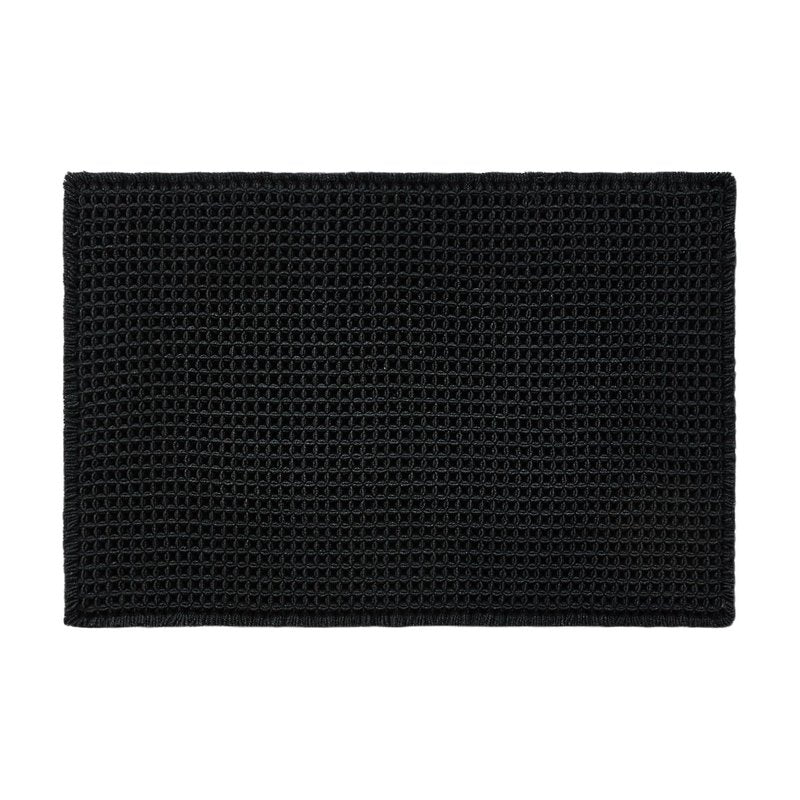 TYUU Black Bathroom Rug, Waffle Bath Mat Non Slip Washable Super Absorbent Quick Dry Boho Farmhouse Bathroom Decor, 36"x24"/ 3'x2' Black