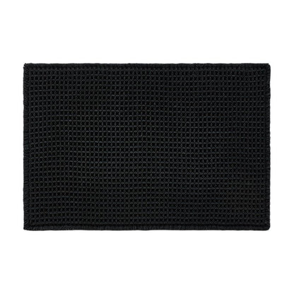 TYUU Black Bathroom Rug, Waffle Bath Mat Non Slip Washable Super Absorbent Quick Dry Boho Farmhouse Bathroom Decor, 36"x24"/ 3'x2' Black