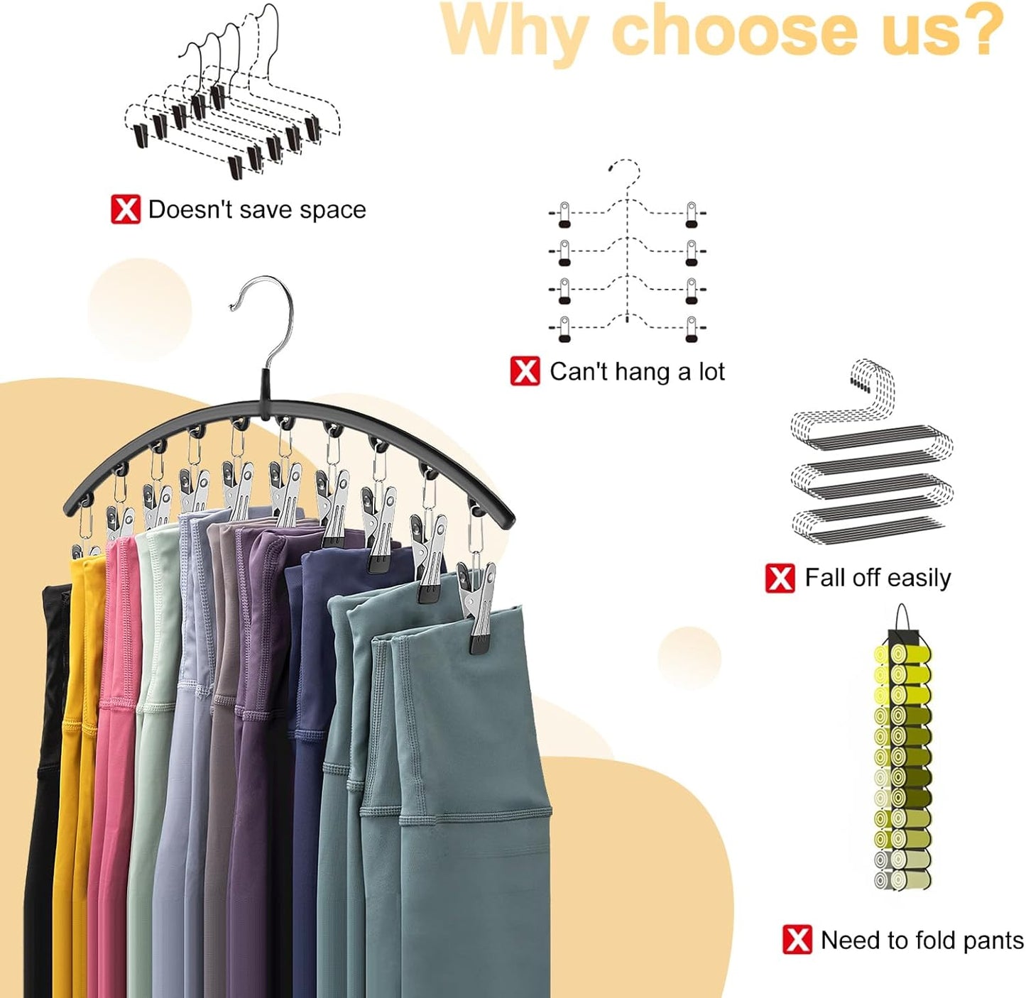 Metal Legging Organizer & Space-Saving Hat Rack | Holds 20 Leggings & 40 Caps for Ultimate Storage