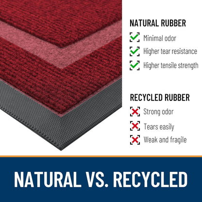 OLANLY Half Circle Door Mat - Waterproof All-Season Welcome Mat | Sturdy Natural Rubber, 33x21, Win Red