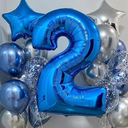 Skiennix 40'' Blue Number 1 Balloon - Giant Self-Inflating Foil for 1st Birthday & Baby Shower Decor