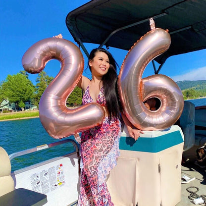Regine Switzerland 40-Inch Rose Gold Foil Number 2 Balloon - Self-Inflating Digital Helium Decoration for Birthdays & Anniversaries