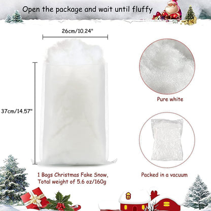 Skiennix Artificial Snow Decor - Fluffy White Cotton Wool for Christmas Trees & Holiday Displays
