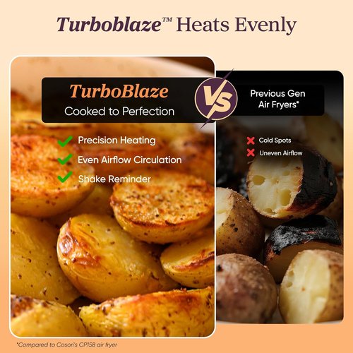 Cosori 9-in-1 TurboBlaze Air Fryer - Smart Control, 6 Qt, Precise Heating & Shake Reminders - Cream