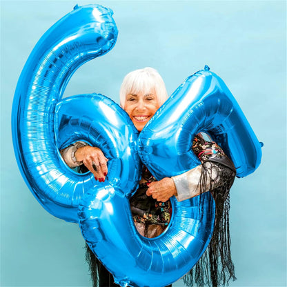 Skiennix 40-Inch Number 30 Foil Balloons - Large Blue 30th Birthday Helium Balloons with Confetti