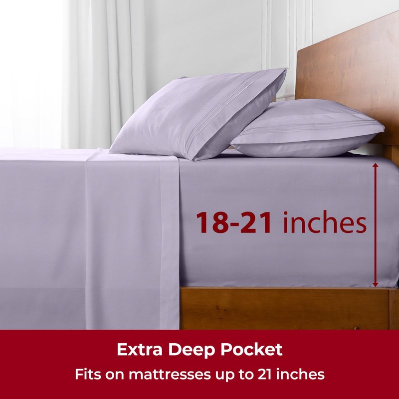 Mellanni Extra Deep Twin XL Sheets - 3 PC Iconic Collection Bedding - Hotel Luxury, Ultra Soft, Cooling Bed Sheets - Wrinkle, Fade, Stain Resistant (Twin Extra Long, Lavender)