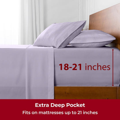 Mellanni Extra Deep Twin XL Sheets - 3 PC Iconic Collection Bedding - Hotel Luxury, Ultra Soft, Cooling Bed Sheets - Wrinkle, Fade, Stain Resistant (Twin Extra Long, Lavender)