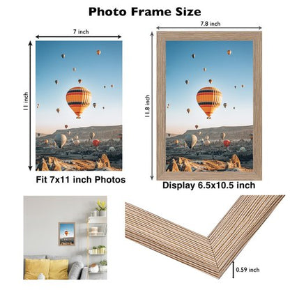 JCJMY 7x11 Picture Frame Rustic Brwon for Wall Hanging or Tabletop- Wall Mounting Horizontally or Vertically, 7 x 11 Wall Gallery Poster Photo Frame for 7 by 11 Photos, Rustic Brwon