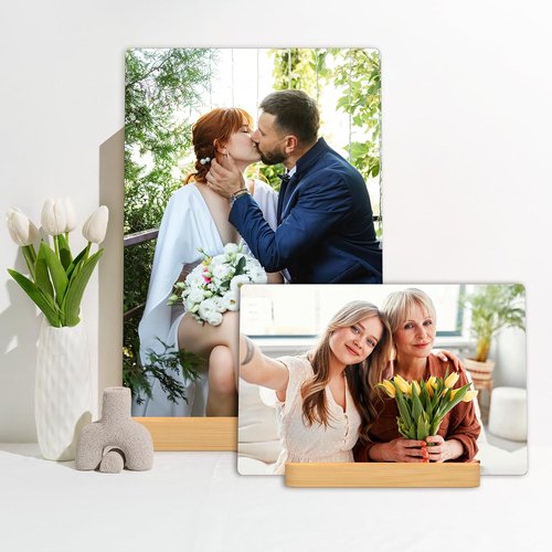 Custom Metal Photo Prints | Personalized Picture Gifts with Natural Bamboo Base - Ready to Hang Wall Art